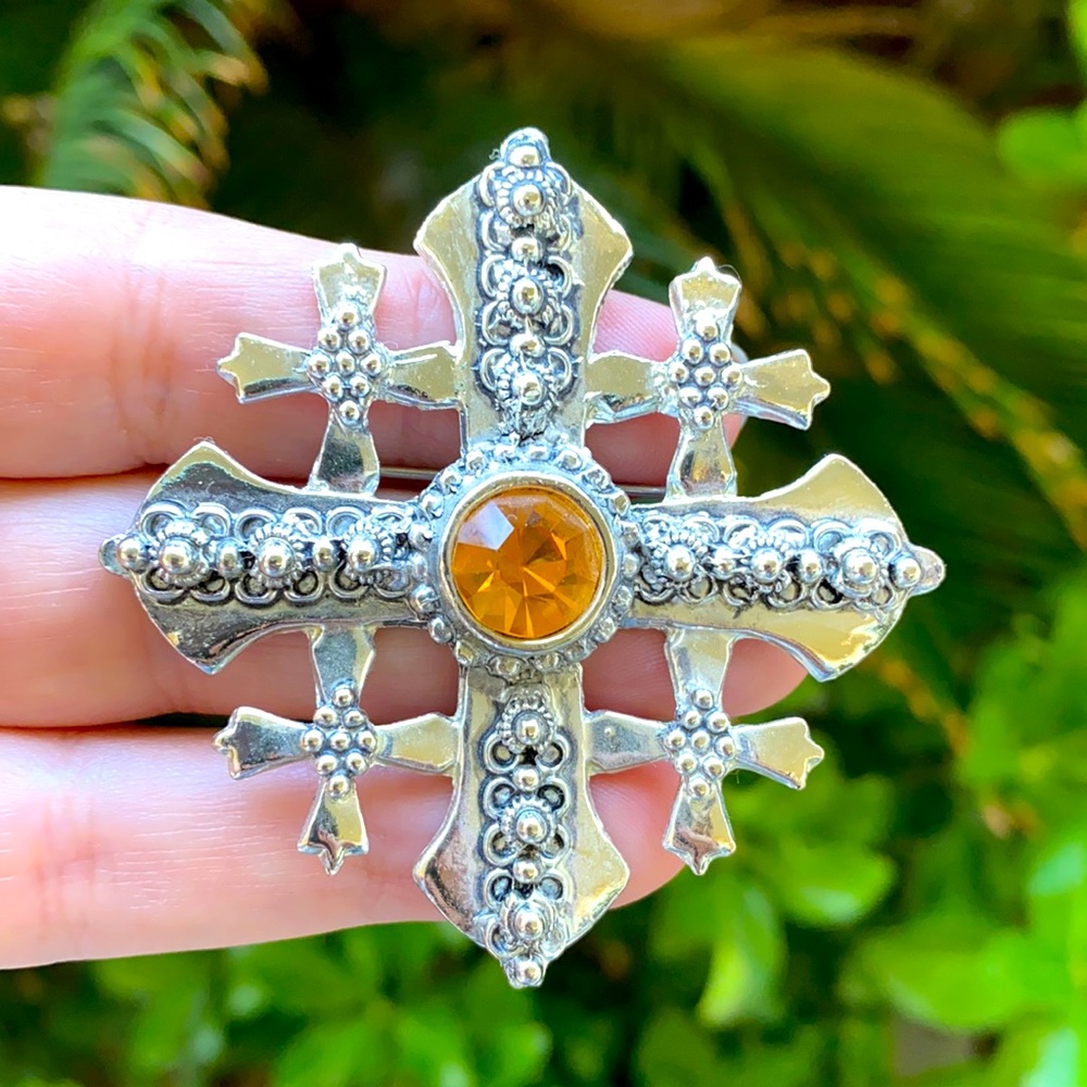Vintage Jerusalem Cross Pendant/Brooch
